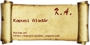 Kapusi Aladár névjegykártya